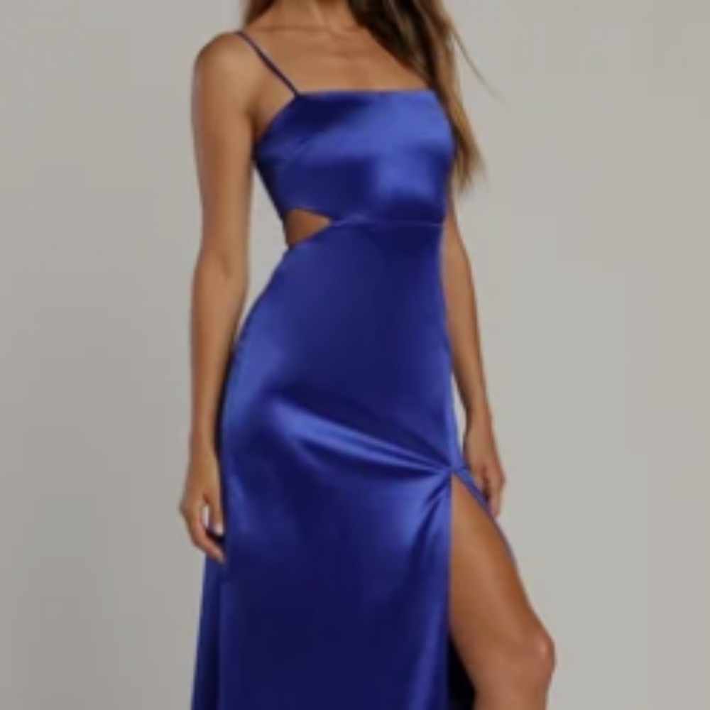 Blue floor length dress